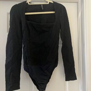 Zara Crinkled Black Bodysuit